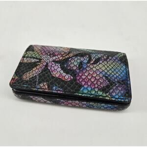 Lodis Leather Floral Slim RFID Protected Card Stacker Holder Flap Closure